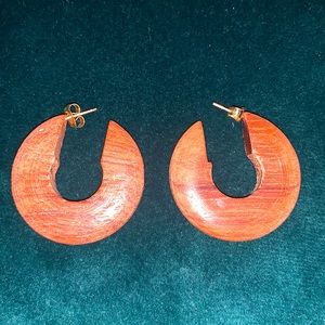 Retro Wooden Hoop Shaped Earrings